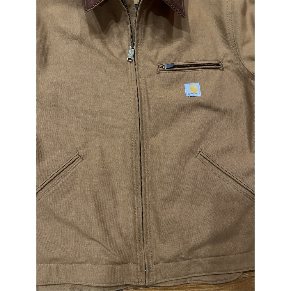 Carhartt Detroit Jacket 103828 Brown Duck Canvas Blanket Lined Mens Large - Picture 5 of 16